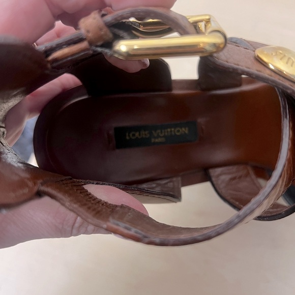 Louis Vuitton Two Tone Leather Wedge Sandals - Picture 8 of 10